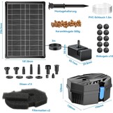 Zonne-energie Fontein met Vijverfilter - 8W, 3000mAh Accu & 8 Sproeimodi - 34% Korting