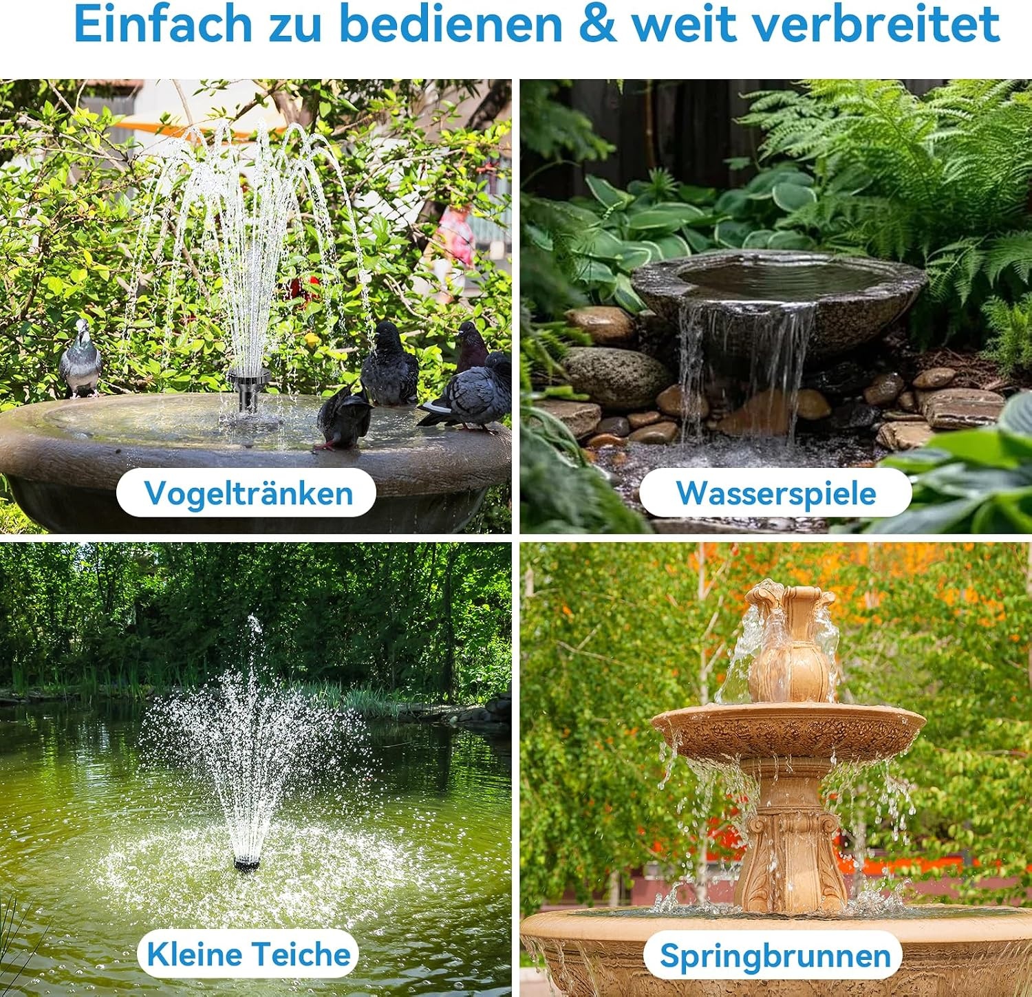 Zonne-energie Fontein met Vijverfilter - 8W, 3000mAh Accu & 8 Sproeimodi - 34% Korting