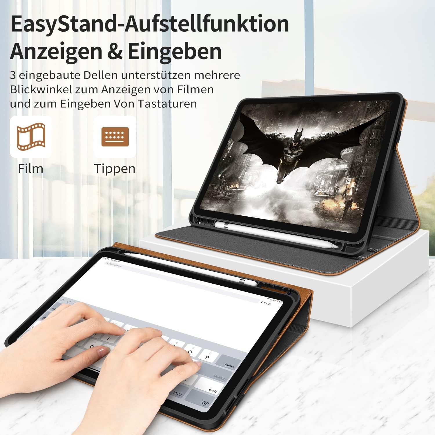 iPad 10e Gen (2022) Bruine PU Leer Hoes met Penhouder & 58% Korting