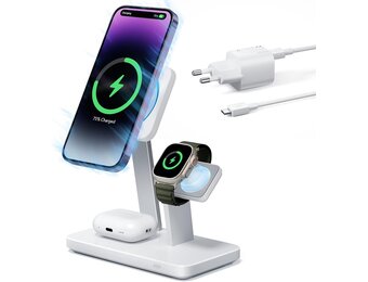 ESR Charger Stand 3 in 1 MagSafe 25W, Apple Certified Magnetic Wireless Charger, 15W MagSafe Fast Charging for iPhone 17/16/15/14/13/12/Apple Watch/AirPods 4/3/Pro, Cooling