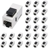 FGB 10Gbps Cat7 Keystone Module RJ45 afgeschermd patchpaneel bus netwerk koppeling (25 stuks, zilver)