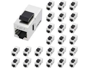 FGB 10Gbps Cat7 Keystone Module RJ45 afgeschermd patchpaneel bus netwerk koppeling (25 stuks, zilver)