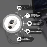 FGB 10Gbps Cat7 Keystone Module RJ45 afgeschermd patchpaneel bus netwerk koppeling (25 stuks, zilver)
