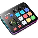 MAONO Gaming-audiomixer, RGB-pc-mixer voor streaming, XLR-interface met 48 V fantoomvoeding, doe-het-zelf geluidseffecten, volumeregeling, dempknop, ruisonderdrukking, opname, zang