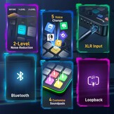 MAONO Gaming-audiomixer, RGB-pc-mixer voor streaming, XLR-interface met 48 V fantoomvoeding, doe-het-zelf geluidseffecten, volumeregeling, dempknop, ruisonderdrukking, opname, zang