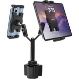 Dubbele Auto Tablethouder Bekerhouder [Dubbele Apparaatklem] Vrachtwagen Beker Tablet Houder met Verstelbare Metalen Arm voor iPad Mini Air Pro, Galaxy Tab, Surface, Fire, Telefoon, 4-12.9"