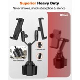 Dubbele Auto Tablethouder Bekerhouder [Dubbele Apparaatklem] Vrachtwagen Beker Tablet Houder met Verstelbare Metalen Arm voor iPad Mini Air Pro, Galaxy Tab, Surface, Fire, Telefoon, 4-12.9"