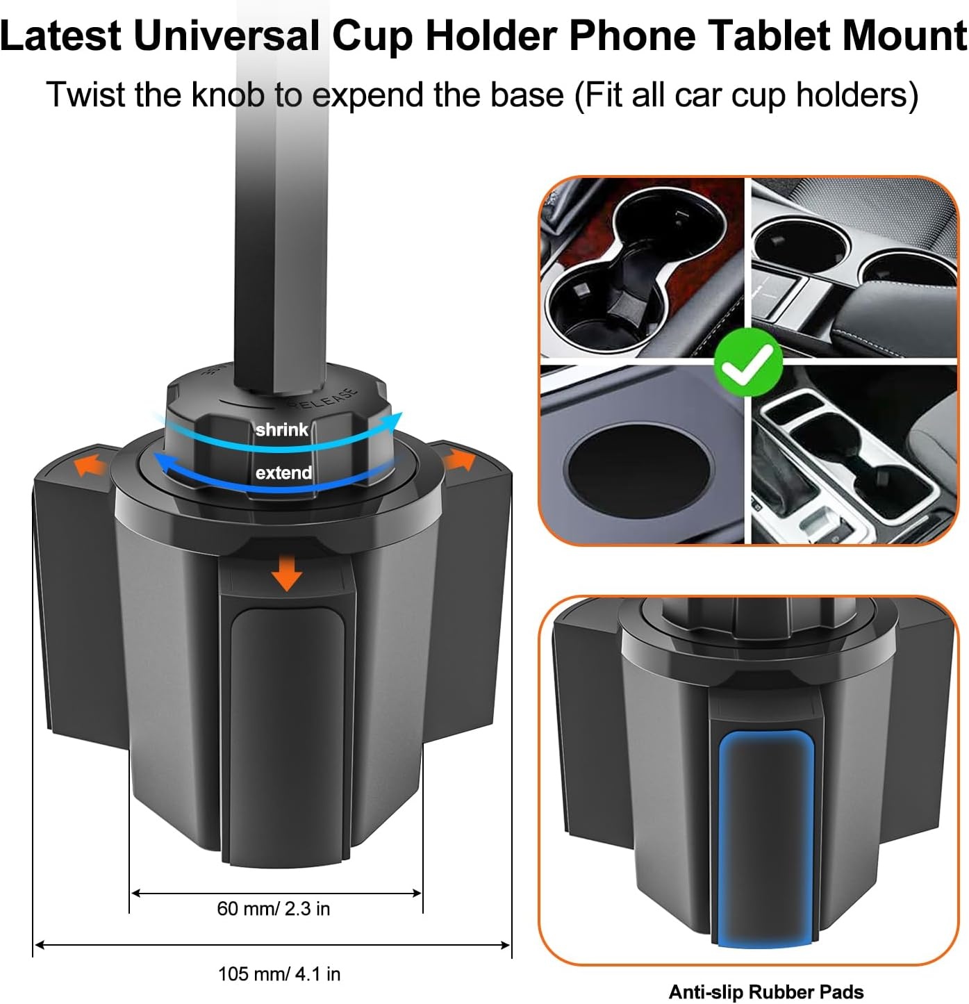 Dubbele Auto Tablethouder Bekerhouder [Dubbele Apparaatklem] Vrachtwagen Beker Tablet Houder met Verstelbare Metalen Arm voor iPad Mini Air Pro, Galaxy Tab, Surface, Fire, Telefoon, 4-12.9"