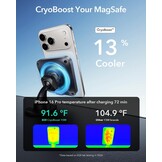 ESR MagSafe 15 W draadloze autolader met CryoBoost, telefoonkoeling, magnetische autohouder voor luchtjets/dashboard voor iPhone 17/17e/16/15/14/13/12, Pixel 10, S25/S26, zwart