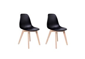 Set van 2 Eetkamerstoelen KITO - Zwart & Beukenhout, 53% Korting