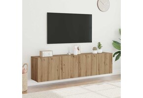2x Wandmontage TV-meubel Artisanaal Eiken 80x30x41cm - 62% Korting