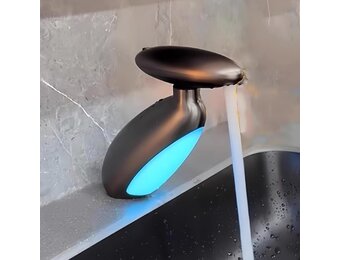 Moderne eengreeps-badkamerkraan met uittrekbare douche, 4 sproeimodi, eengats wastafelarmatuur, balk, ledlicht, wastafelarmaturen voor keuken (zwart)