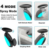 Moderne eengreeps-badkamerkraan met uittrekbare douche, 4 sproeimodi, eengats wastafelarmatuur, balk, ledlicht, wastafelarmaturen voor keuken (zwart)