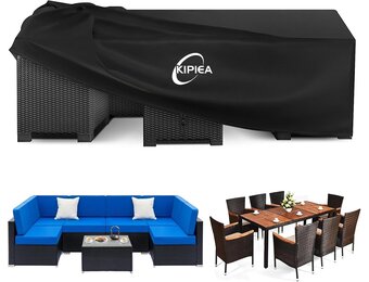 Kipiea Tuinmeubelhoes Waterdichte, Rechthoekig Buitenmeubelhoezen Winddicht, 420D Oxford-weefsel Buiten Tuintafelafdekking, Terrastafels en stoelen hoezen Anti-UV, Scheurbestendig- 242x162x100cm - Maat 242 x 162 x 100cm