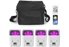 LED Uplight Set 4x108W RGBWA+UV met Accu & DMX - 41% Korting