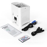 Set van 4 witte led-projectoren 108 W met tas, RGBWA + UV DMX-app, ingebouwde oplaadbare batterij van 9600 mAh, Uplight podiumverlichting met afstandsbediening voor DJ, bar, karaoke