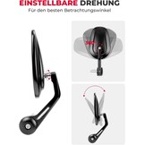 Universele Motorzijspiegels (2 stuks) - E-gekeurd, 360° Draaibaar, Zwart, 73% Korting