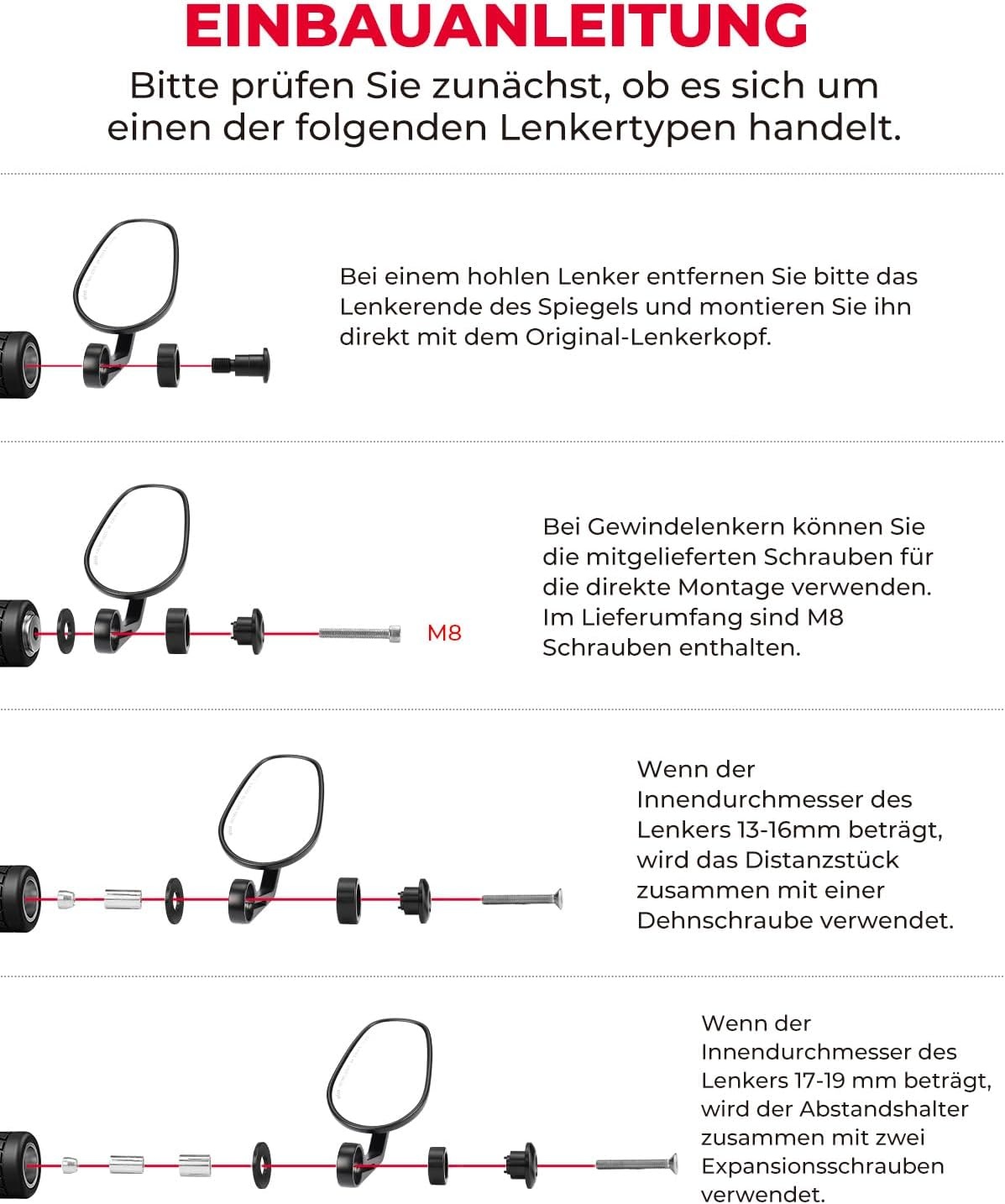 Universele Motorzijspiegels (2 stuks) - E-gekeurd, 360° Draaibaar, Zwart, 73% Korting