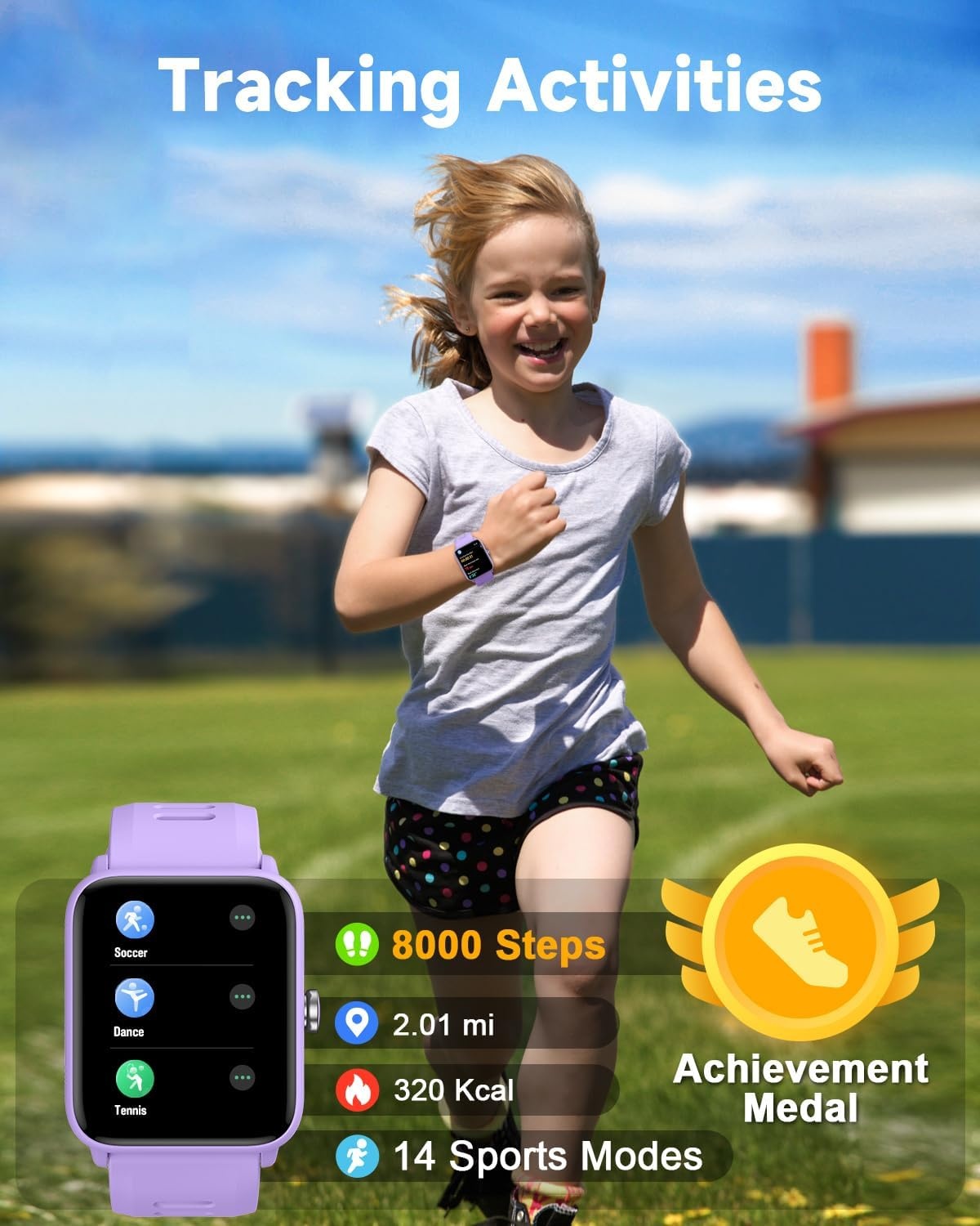 Kinder Smartwatch Lila 74% Korting | Stappenteller Hartslag Slaapmonitor