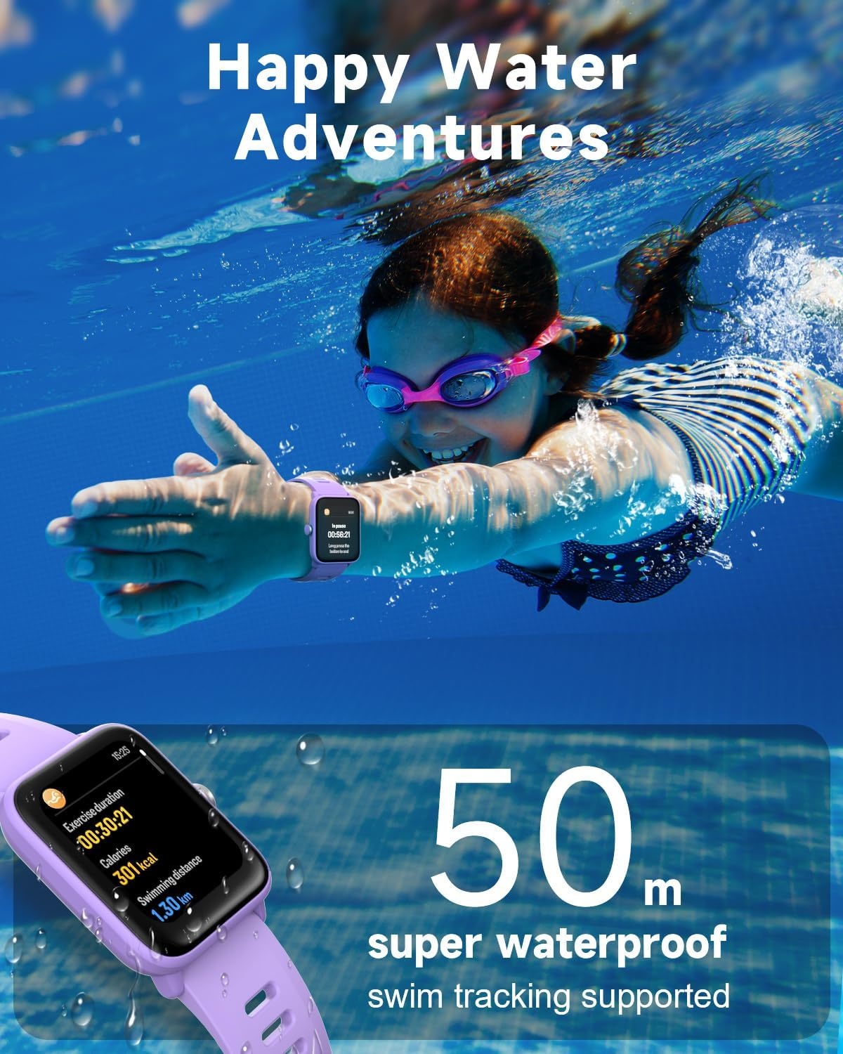 Kinder Smartwatch Lila 74% Korting | Stappenteller Hartslag Slaapmonitor