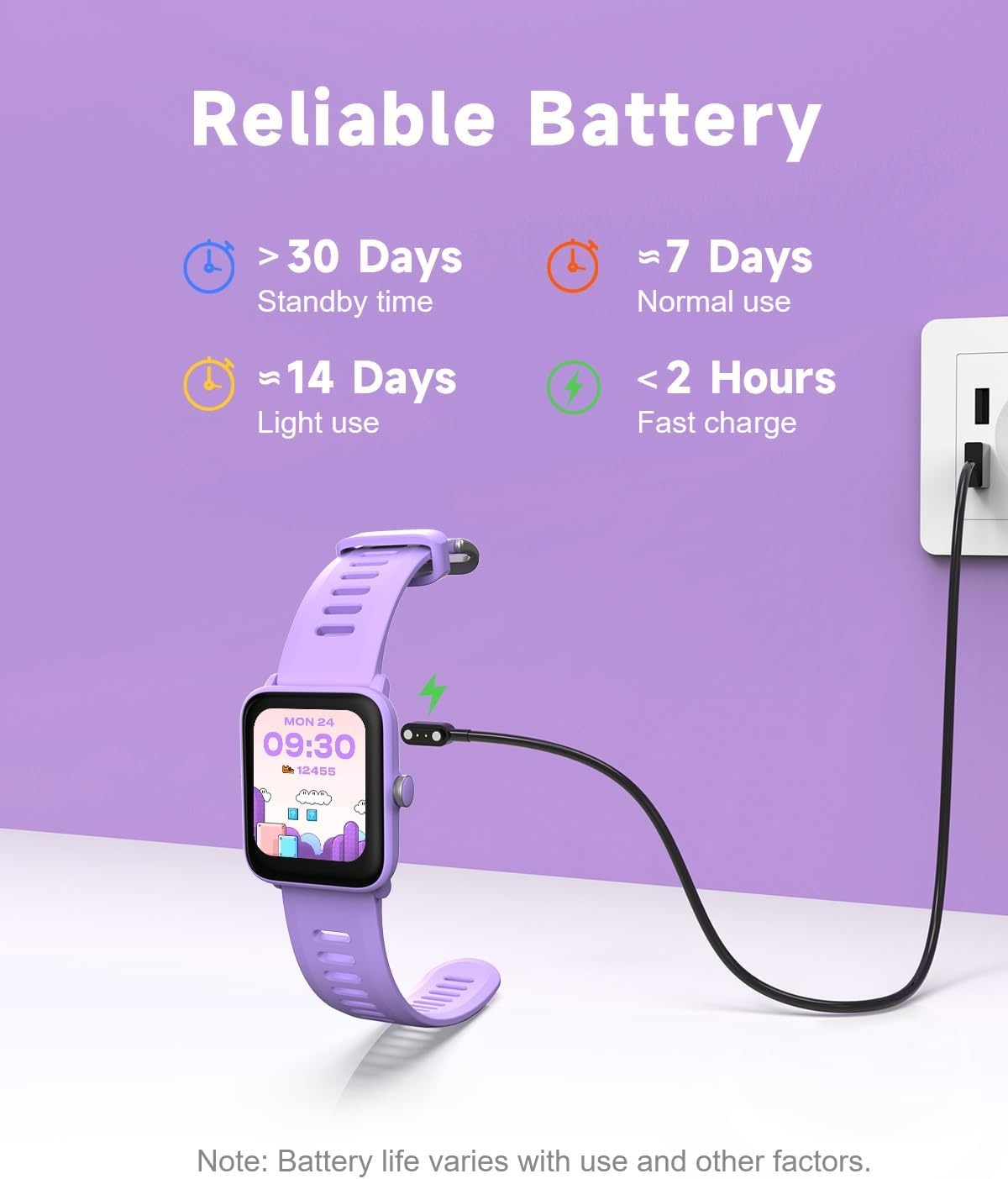 Kinder Smartwatch Lila 74% Korting | Stappenteller Hartslag Slaapmonitor