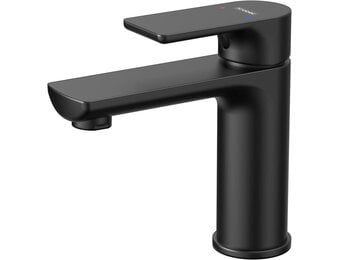 Krobec badkamerkraan, wastafelkraan, gootsteenkraan, gastentoiletkraan, badkamerkraan, eenhendelmengkraan voor wastafel, messing, keramisch binnenwerk (Matzwart).