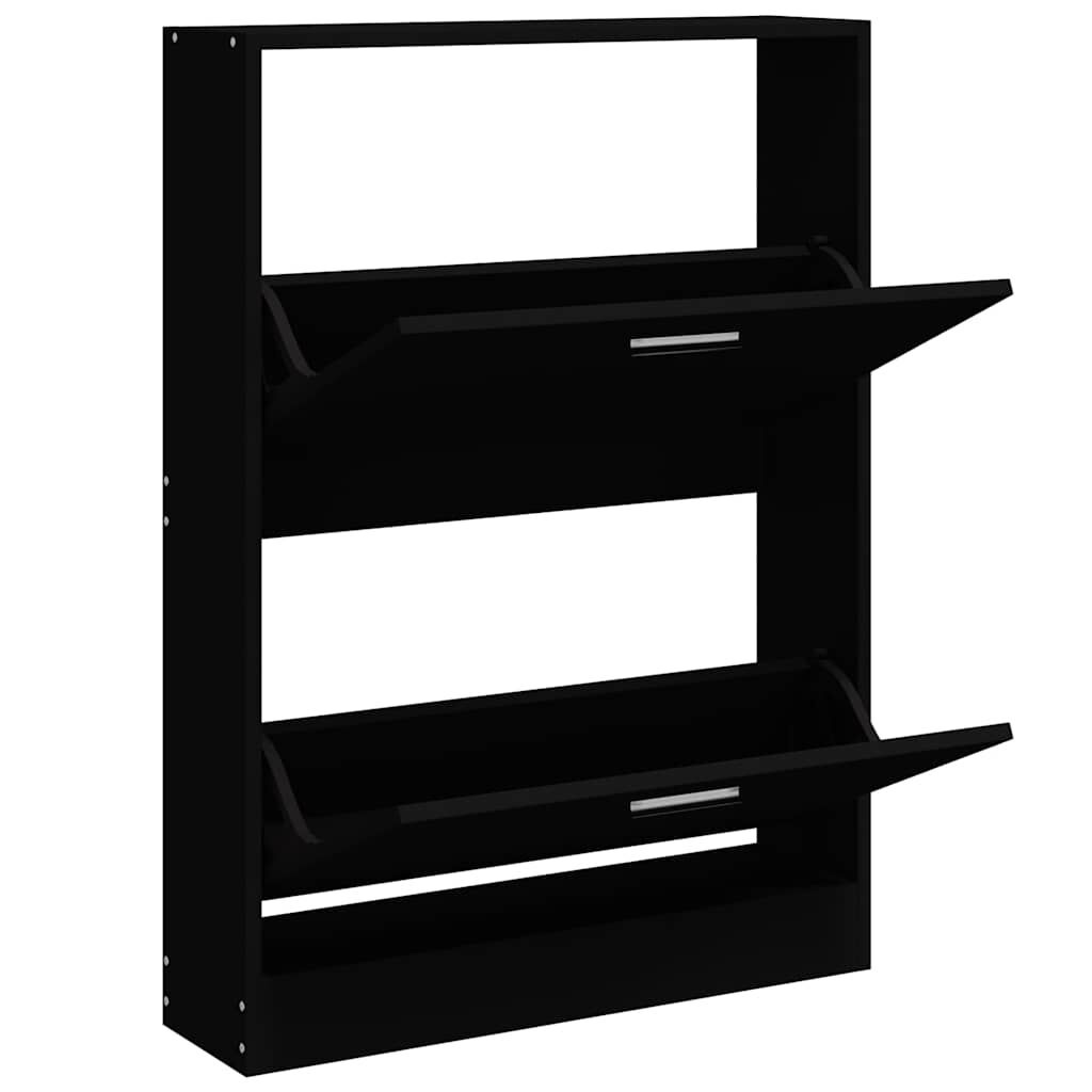 vidaXL Schoenenkast 59x17x81 cm bewerkt hout zwart
