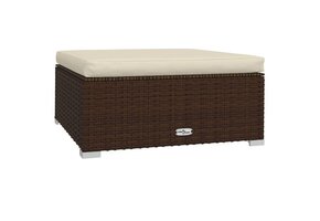 Voetensteun met Kussen Poly Rattan Bruin - 45% Korting