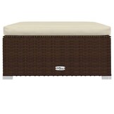 vidaXL Voetensteun met kussen 70x70x30 cm poly rattan bruin