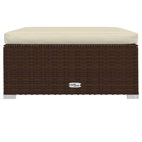 vidaXL Voetensteun met kussen 70x70x30 cm poly rattan bruin