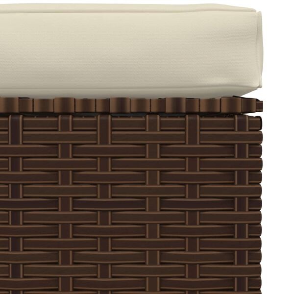 vidaXL Voetensteun met kussen 70x70x30 cm poly rattan bruin