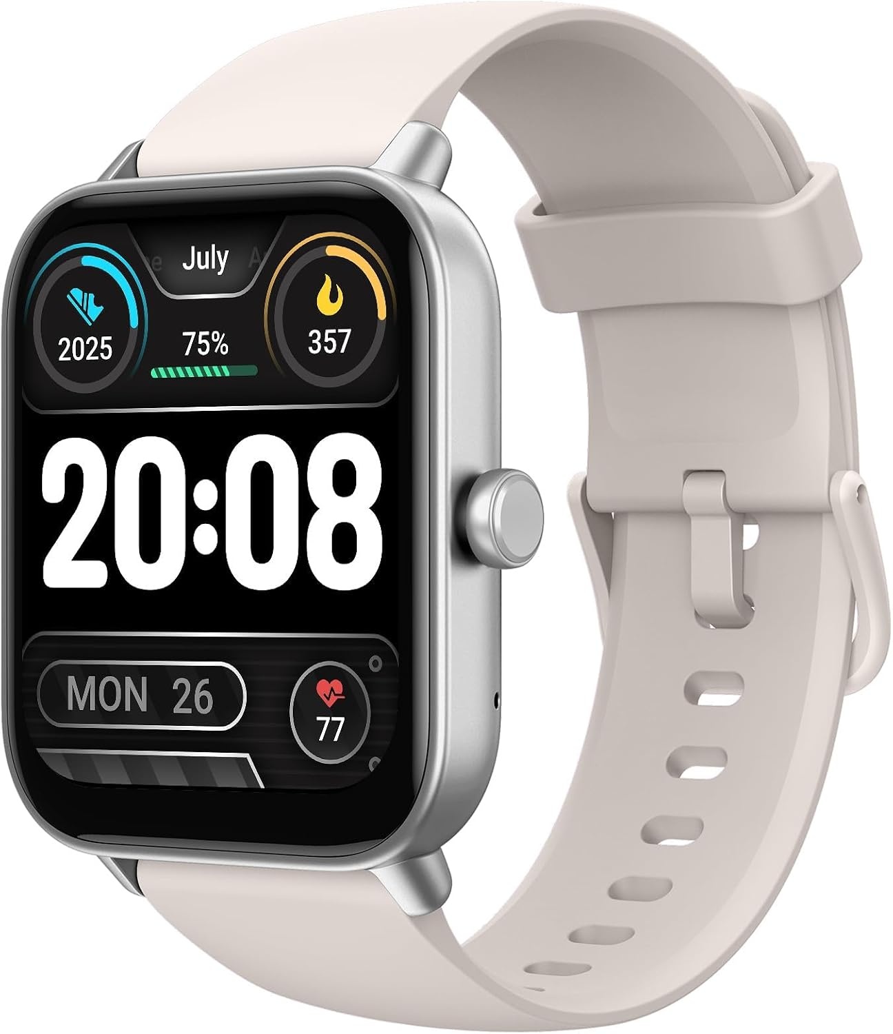 TOOBUR Smartwatch 1,8 inch met Alexa en Bluetooth bellen - Beige