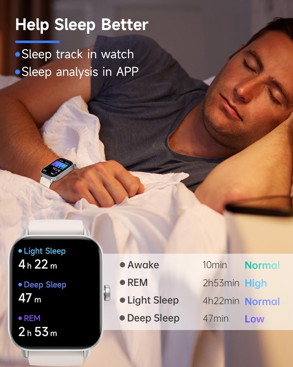 TOOBUR Smartwatch 1,8 inch met Alexa en Bluetooth bellen - Beige