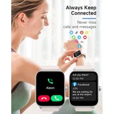 TOOBUR Smartwatch 1,8 inch met Alexa en Bluetooth bellen - Beige