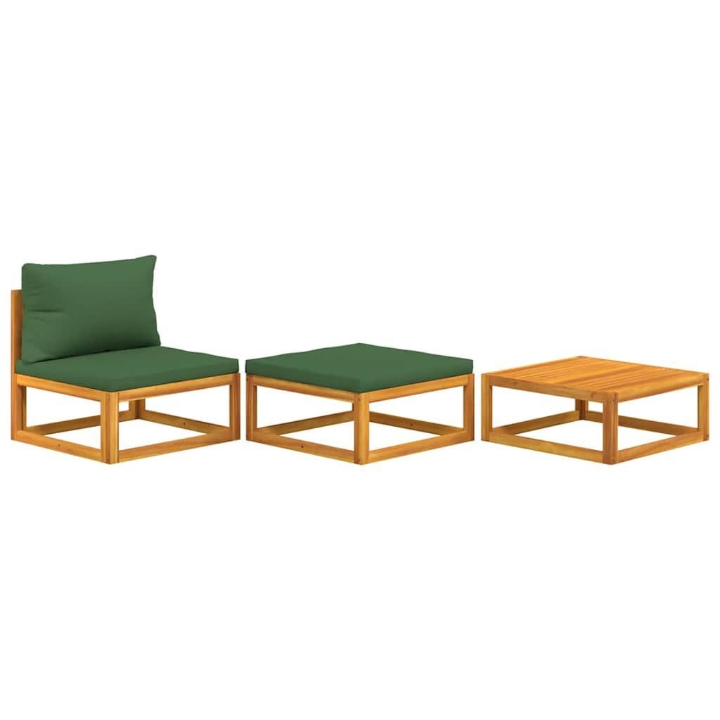 vidaXL Loungeset Acaciahout: 3-delig, Incl. Kussens | 67% Korting