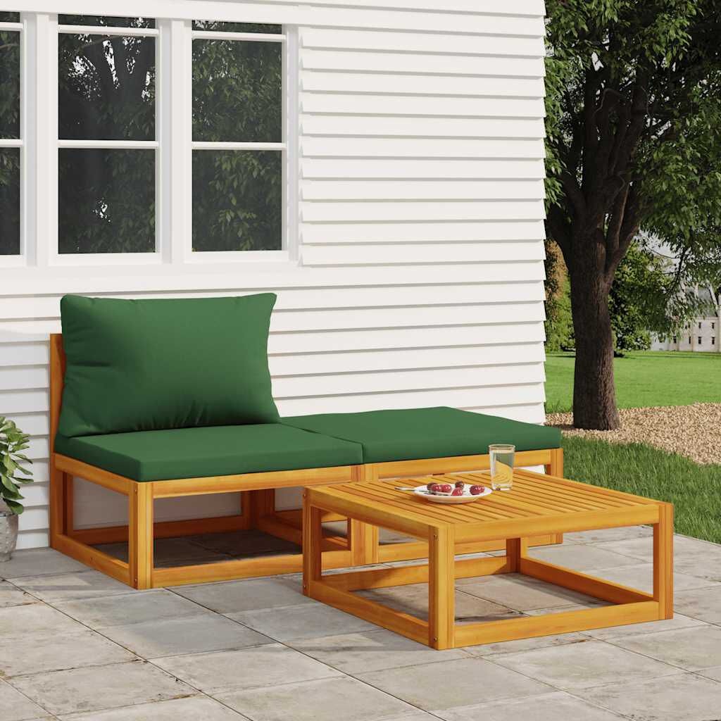 vidaXL Loungeset Acaciahout: 3-delig, Incl. Kussens | 67% Korting