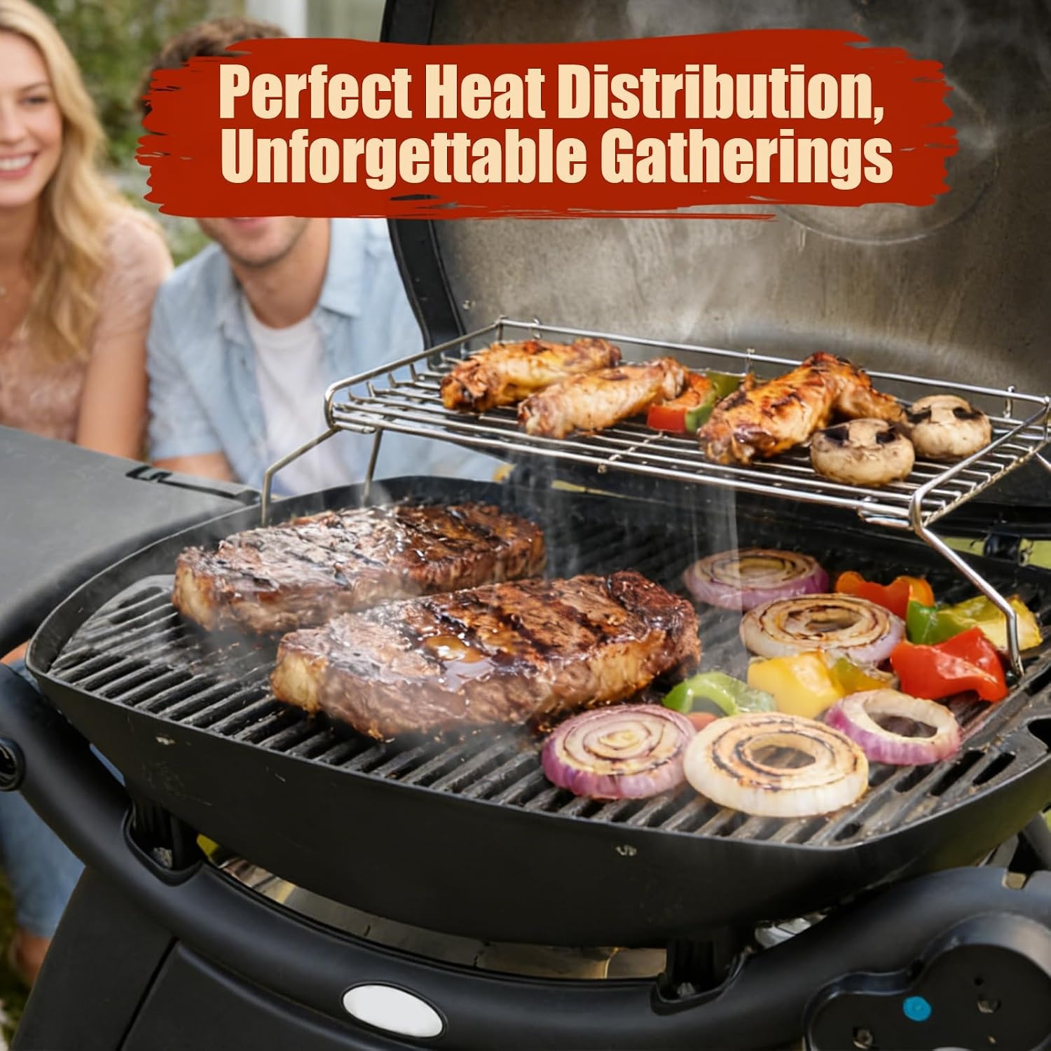 Denmay Warmhoudrooster reserveonderdelen voor Weber Q300 serie gasgrill, roestvrij staal warmhoudrooster accessoires voor Weber Q300, Q320, Q3000, Q3200