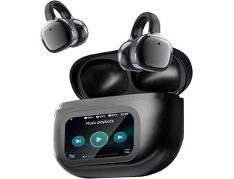 Open-Ear koptelefoon, 5.4-hoofdtelefoon, open-ear clip-on sportoortjes, taalvertaling, 50 uur speeltijd met ENC, touchscreen Open Ear Oordopjes (Zwart)