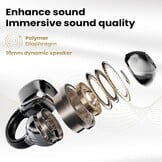 Open-Ear koptelefoon, 5.4-hoofdtelefoon, open-ear clip-on sportoortjes, taalvertaling, 50 uur speeltijd met ENC, touchscreen Open Ear Oordopjes (Zwart)