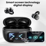 Open-Ear koptelefoon, 5.4-hoofdtelefoon, open-ear clip-on sportoortjes, taalvertaling, 50 uur speeltijd met ENC, touchscreen Open Ear Oordopjes (Zwart)