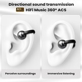 Open-Ear koptelefoon, 5.4-hoofdtelefoon, open-ear clip-on sportoortjes, taalvertaling, 50 uur speeltijd met ENC, touchscreen Open Ear Oordopjes (Zwart)
