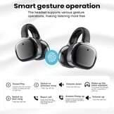 Open-Ear koptelefoon, 5.4-hoofdtelefoon, open-ear clip-on sportoortjes, taalvertaling, 50 uur speeltijd met ENC, touchscreen Open Ear Oordopjes (Zwart)