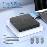 Yaeonku Externe Blu Ray CD DVD drive, USB 3.0 Type-C 3D Bluray CD DVD Lezer Slank Optische Bluray DVD Drive voor MacBook Laptop Desktop PC Laptop Compatibel met Mac OS Windows XP/7/8/10/11