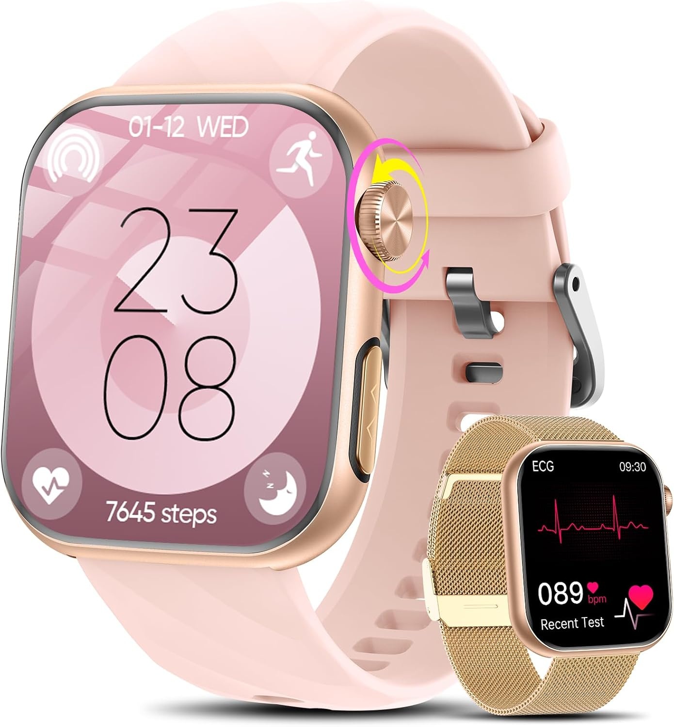Smartwatch Dames iOS/Android | Goud/Roze | 1,97" AMOLED | 46% Korting