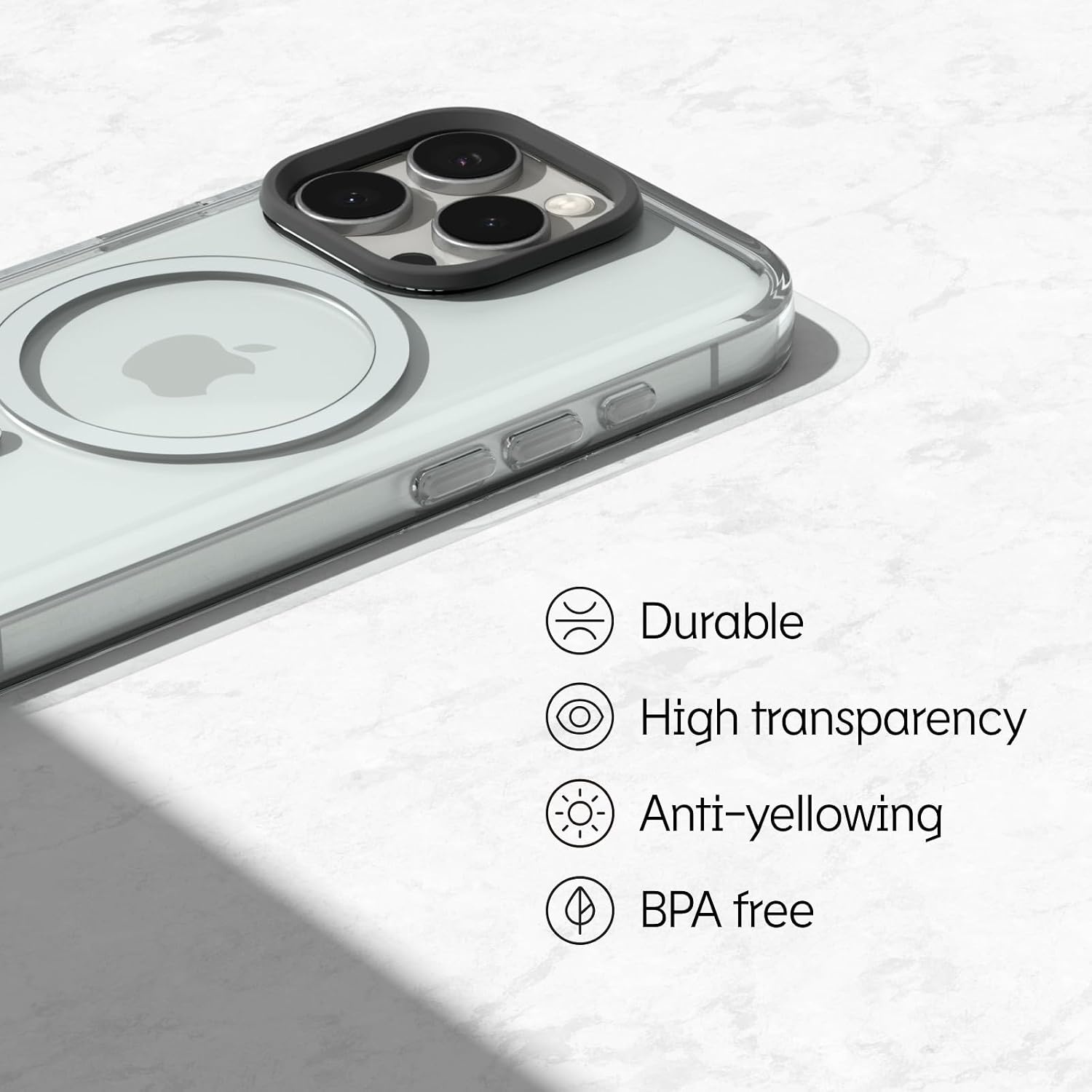 Transparant iPhone 16 Pro Hoesje - Magsafe & Zwarte Camera Knop (57% Korting)