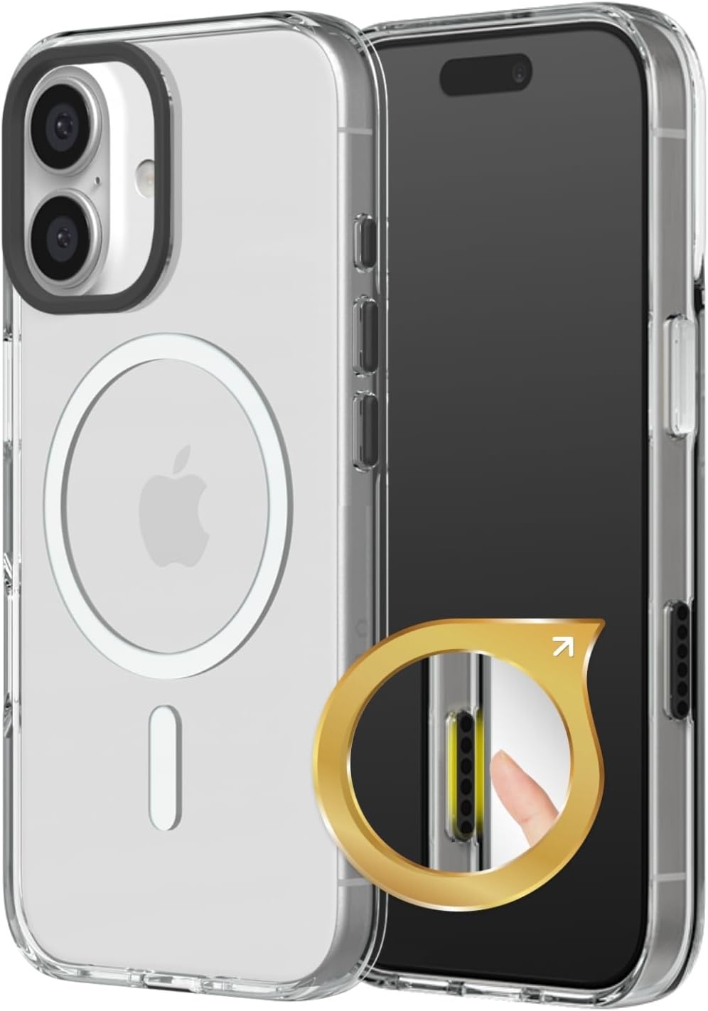 Transparant iPhone 16 Pro Hoesje - Magsafe & Zwarte Camera Knop (57% Korting)