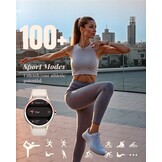 TOOBUR Smartwatch voor dames, rond, stappenteller en fitnesshorloge voor hardlopen/dagelijks gebruik, 100+ sportmodi, elegant, compatibel met Android/iOS, telefoonfunctie met oproepen, IP68 waterdicht
