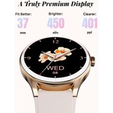 TOOBUR Smartwatch voor dames, rond, stappenteller en fitnesshorloge voor hardlopen/dagelijks gebruik, 100+ sportmodi, elegant, compatibel met Android/iOS, telefoonfunctie met oproepen, IP68 waterdicht