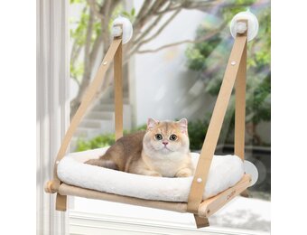 Kattenraambaars, kattenhangmat, raamstoel, raamhangmatten, bed voor binnenkatten, grote baars met stevige schroefzuignappen voor grote katten en kittens (grijs, kussenbedhoes)