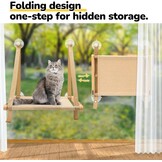 Kattenraambaars, kattenhangmat, raamstoel, raamhangmatten, bed voor binnenkatten, grote baars met stevige schroefzuignappen voor grote katten en kittens (grijs, kussenbedhoes)